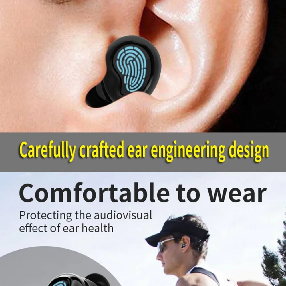 TWS Bluetooth 5.0 Fingerprint Touch Wireless Bluetooth Earphone with Charging Box& Intelligent Digital Display, Support Call