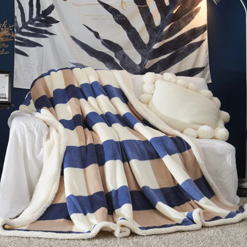 

Plaid Fleece Blanket on the bed Blankets for beds Throw Blanket Plush Flannel Winter Warm Coral Blanket for Bed Car Sofa