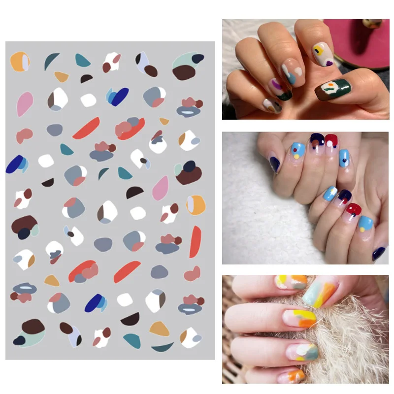 

1 Sheet Mixed Patterns Cute Nail Sticker Colorful Transfer Decals 3D Stickers Decorations for Nail Art DIY Decor Design