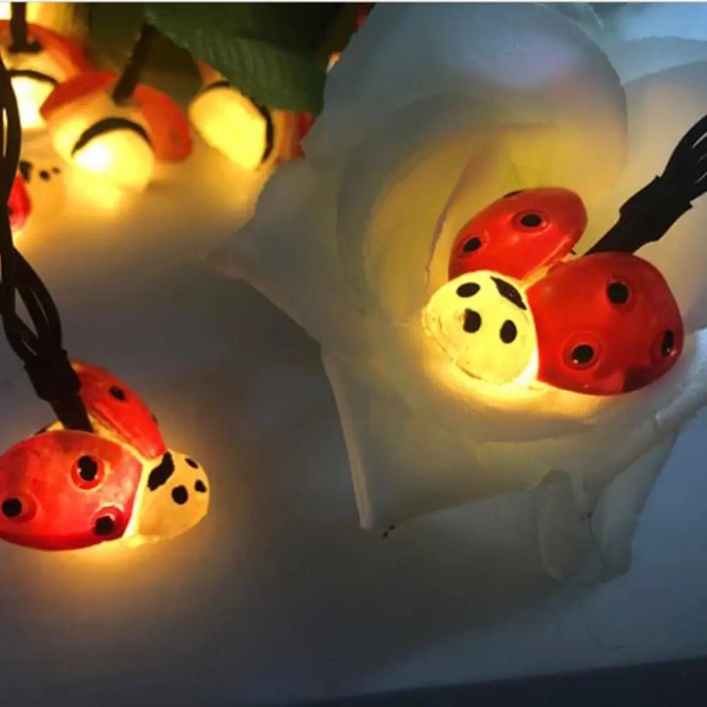 TWISTER.CK LED Indoor String Lights Seven-Star Ladybug Shape Fairy Lamp Children's Room Layout Cute Battery Light