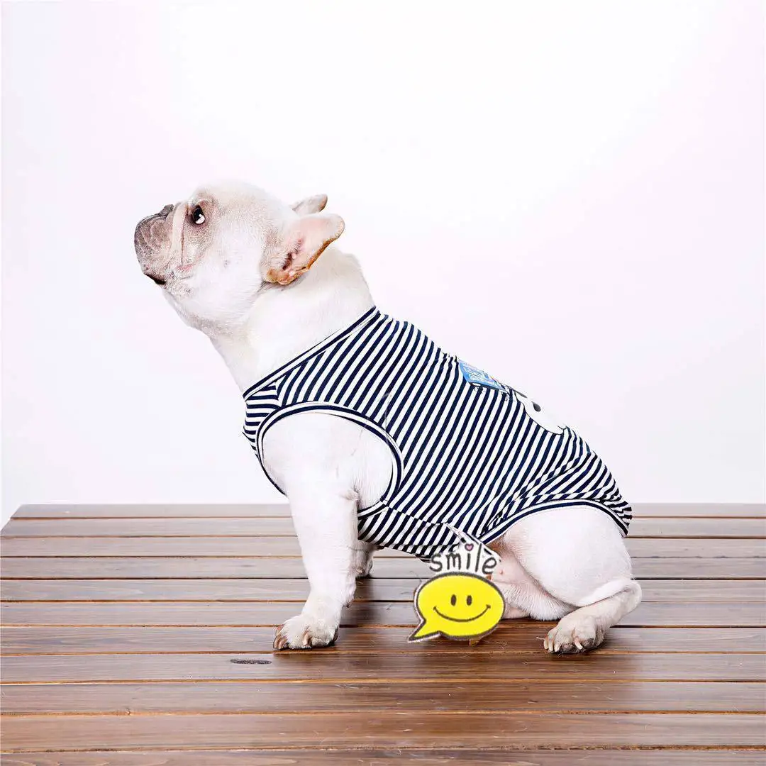 Pet Clothes Spring New Style Stripes Printted Waistcoat Thin Dog Clothes a Generation of Fat