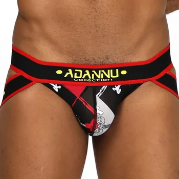 

Men Comfortable Hips In The Waist Cotton Breathable U Convex Pockets Printed Sexy G-strings Underwear W2