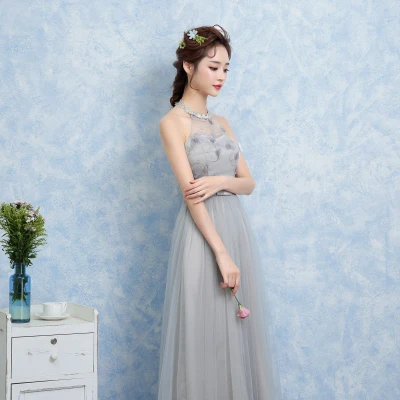 16 halter gray Летние платья подружки невесты длинное стильное выпускное платье для подружки невесты платья подружки невесты SW0014 - Цвет: 16 halter gray
