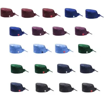

Unisex Women Men Nurse Cap Hospital Doctor Working Hat with Button Head Cover