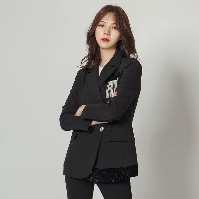 

[Xi yue] Designer WOMEN'S Dress 2019 Autumn New Style Industrial Celebrity Style Double Breasted Small Suit Coat Women's