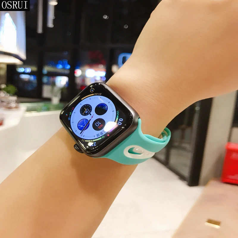 Ремешок для часов apple watch 42 мм 38 4 44 40 спортивный силиконовый браслет correa iwatch 3 2