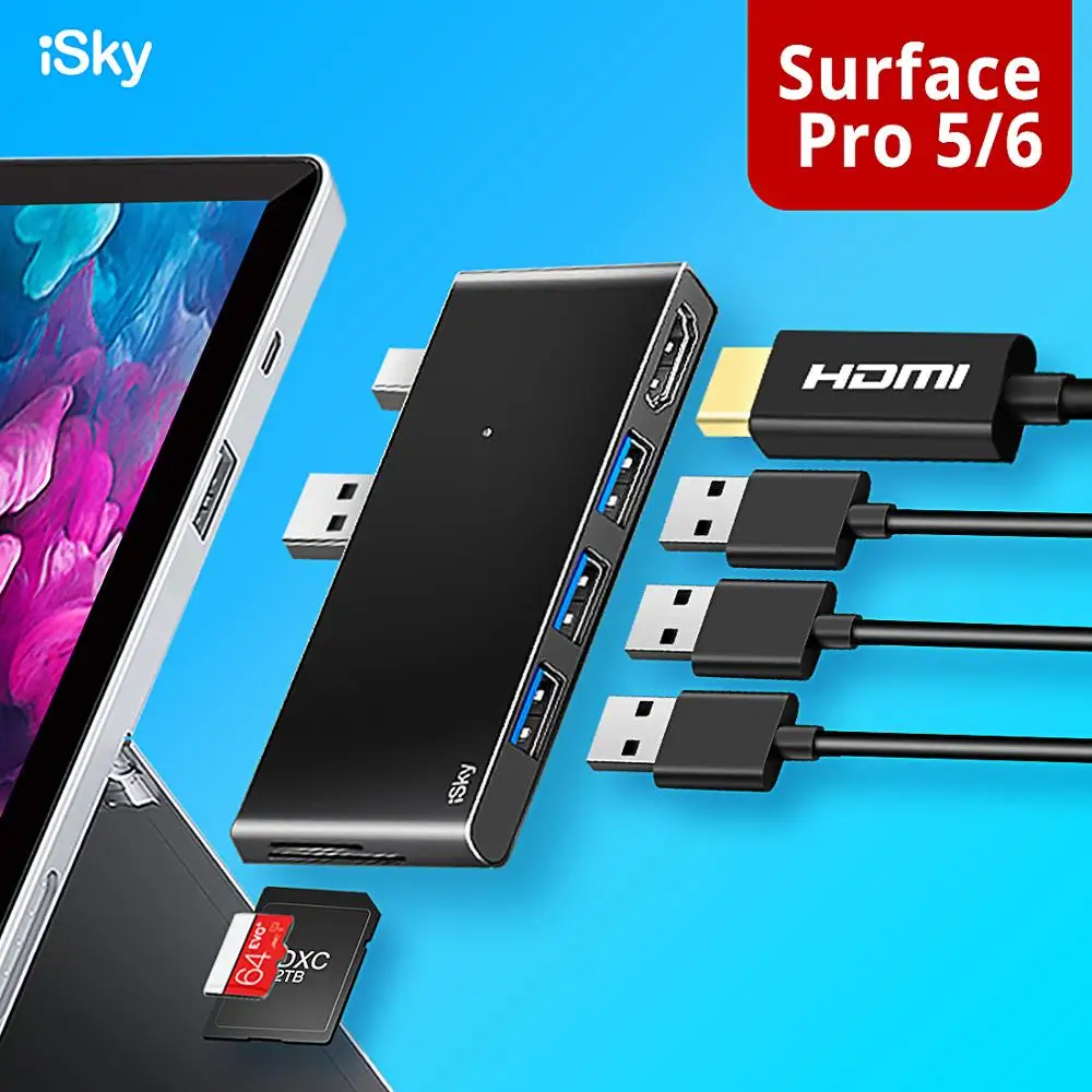 ISky для Microsoft Surface usb хаб Pro5 Pro6 Pro2017 расширение USB HDMI SD TF 6 в 1 мини DP внешний Pro