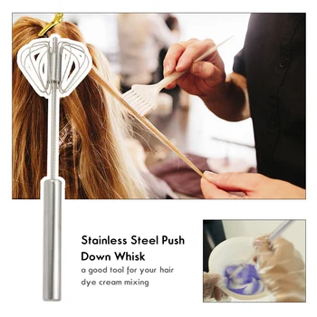 

Stainless Steel Hair Color Dye Mixing Tools Whisk Tool Push Down Whisk Telescopic Stirrer Cream Mixer Salon Barber Hairdressing