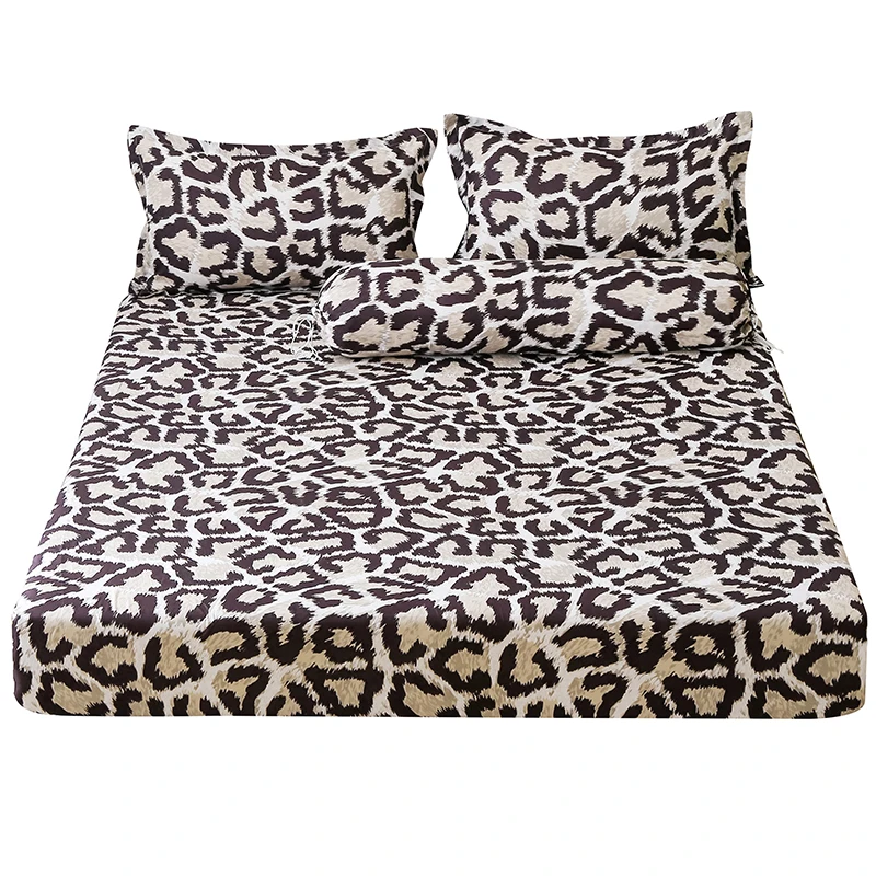 Modern Style Fitted Sheet Leopard Pattern Mattress Cover With Elastic