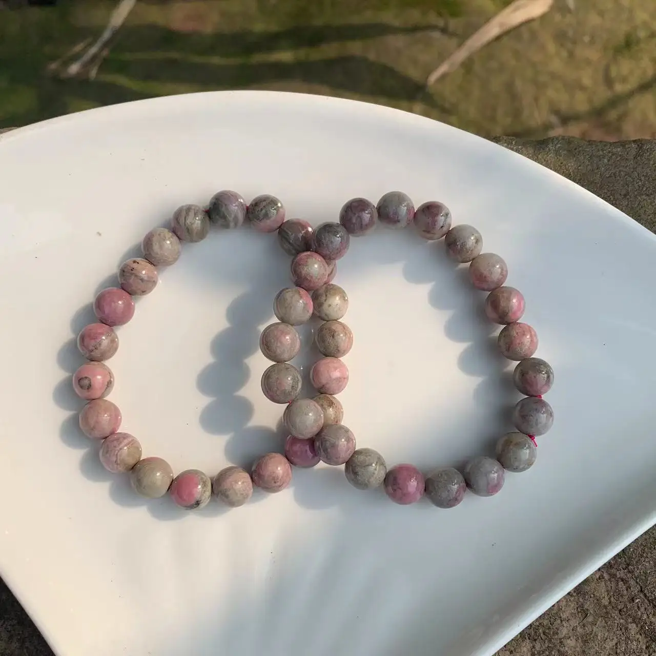 Natural Rhodonite quartz Crystal Bracelet Woman Man Wealthy Titanium Beads 8mm 9mm From Brazil Jewelry AAAAA