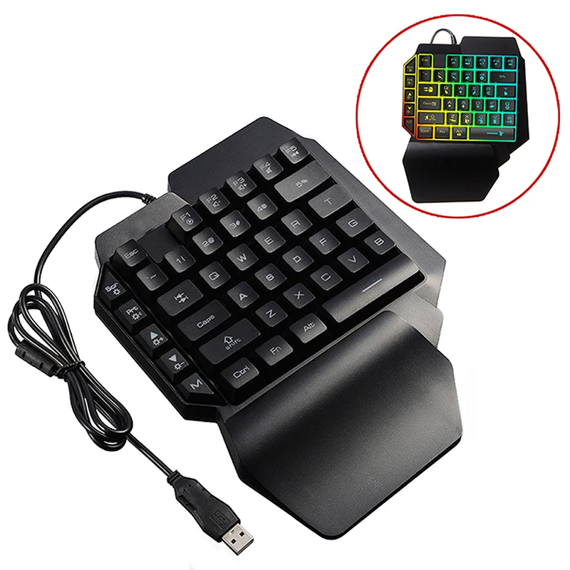  Mayitr 1pc K15 One-handed Gaming Keyboard Mechanical Game Keyboard With LED Backlight For PUBG Game