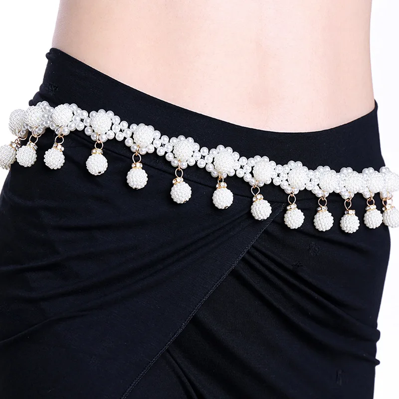 DYROREFL Belt Korean Version Of Fashion Sailor Dance Belly Tassel Water Drill Waist Female Pearl Pendant Dress Waist Belt CYD256