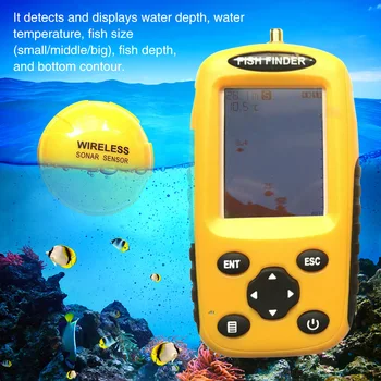 

Fish Finder Viewing Color LCD Display Wireless Sonar Sensor Bottom Water Temperature Portable Detector USB Rechargeable
