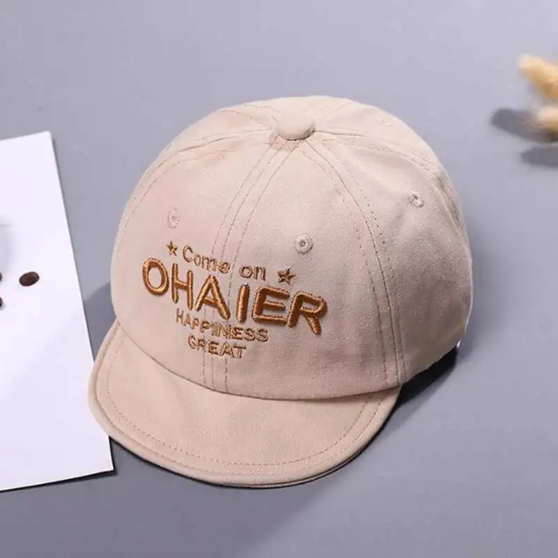 Милая детская бейсболка с надписью, вышитая детская однотонная бейсболка, хлопковая регулируемая детская Солнцезащитная шляпа для мальчиков и девочек