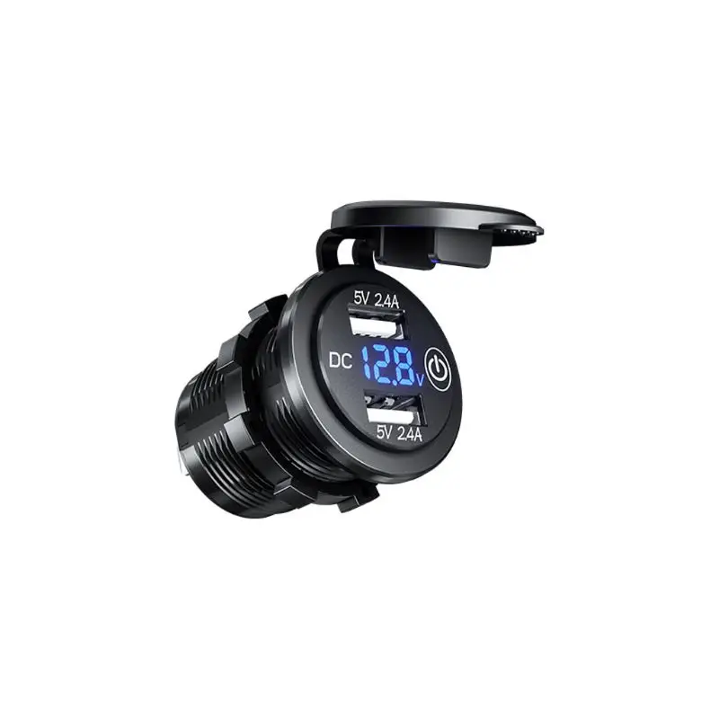 12V 24V Dual USB Автомобильное зарядное устройство 2.4A светодиодный вольтметр автомобиля Зарядное устройство адаптер с сенсорным экраном вкл/выкл переключатель 95AF