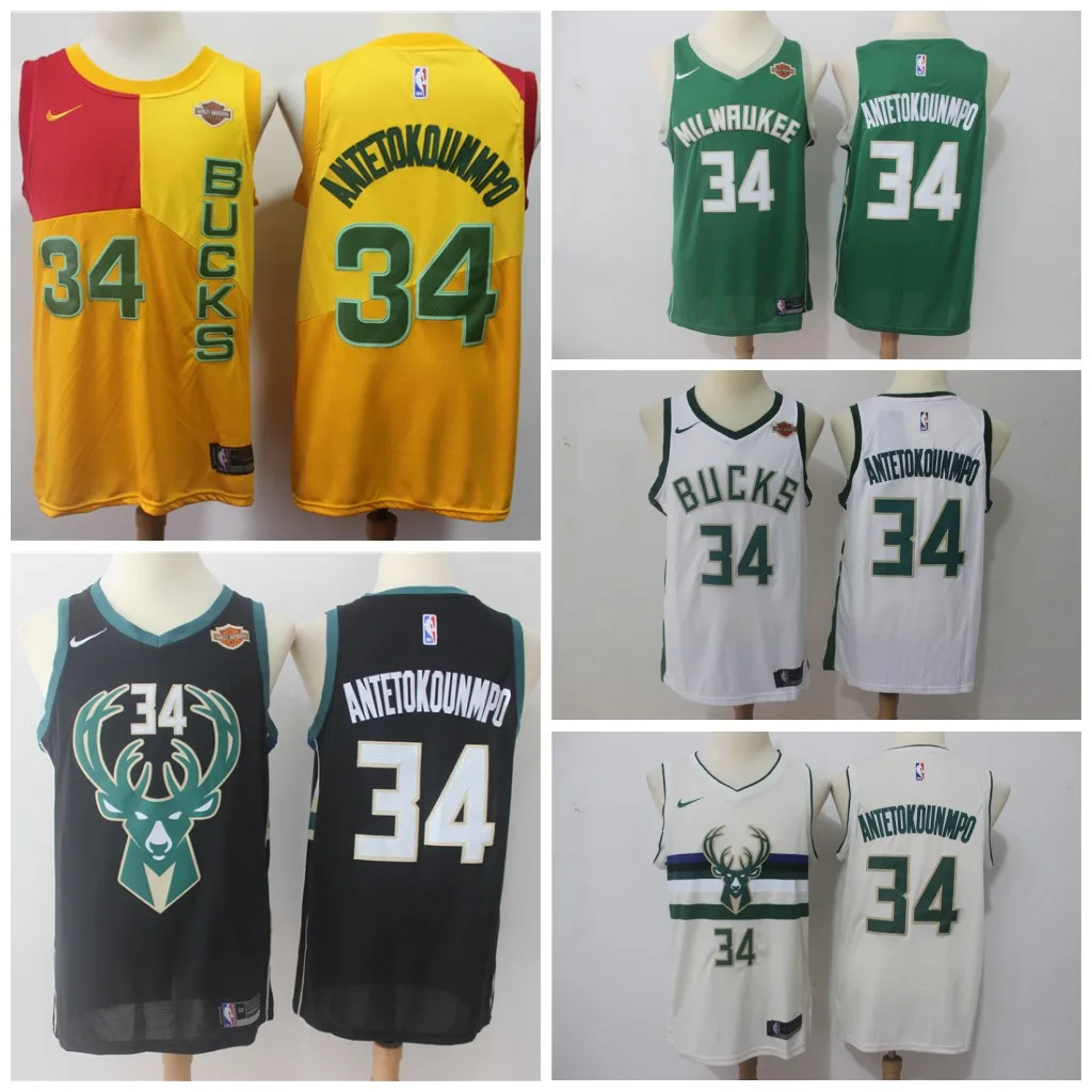 A+++ Качественная мужская футболка для взрослых#34 Giannis Antetokounmpo Milwaukee
