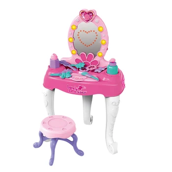 

19pcs Girls Pretend Dresser Playset Simulation Accessories Makeup Toys With Light And Sound Pretend Play Toys Girl Birthday Gift
