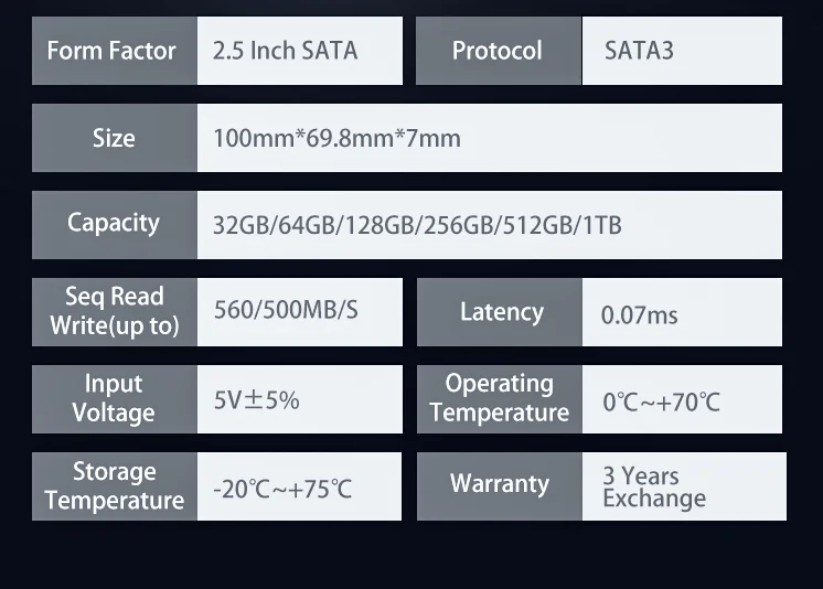 2.5 polegadas Sata3 MLC SSD