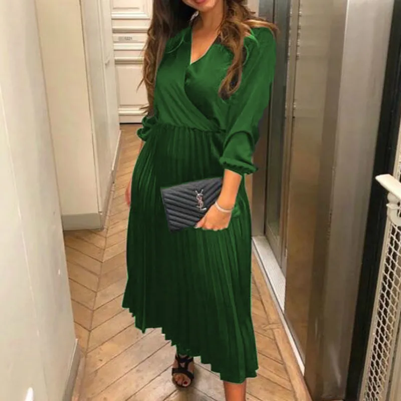 Женское элегантное вечернее платье с длинным рукавом и V-образным вырезом |