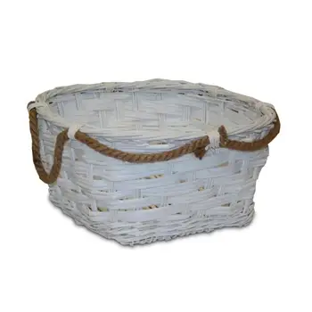 

Basket/Cuévano white wicker with rope for their management