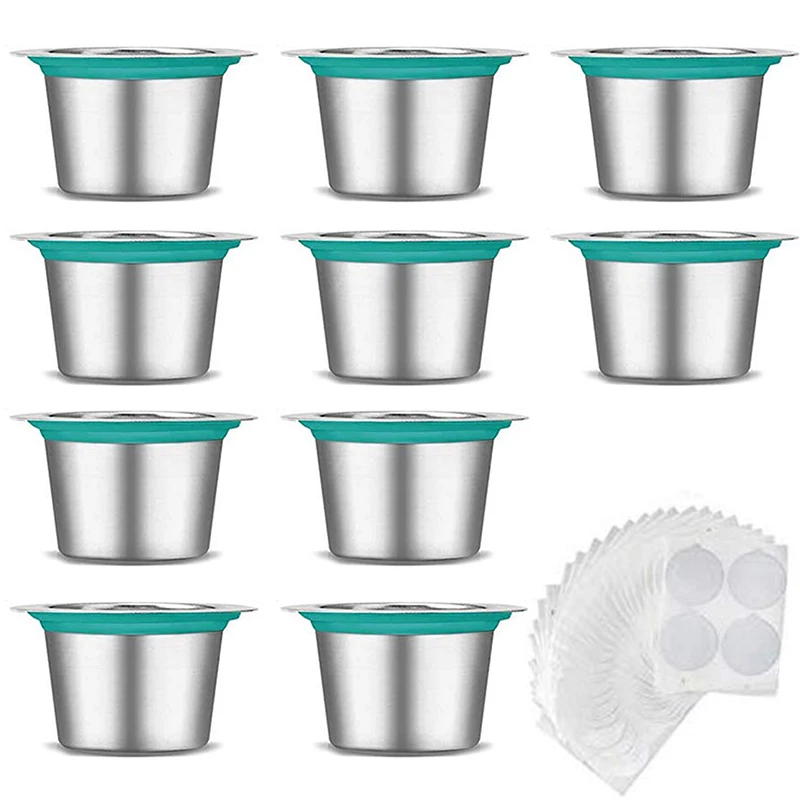 

Reusable Coffee Capsules, Stainless Steel Refillable Coffee Capsule Filter Cups, Reusable Coffee Pod Capsules for Nespresso, 10