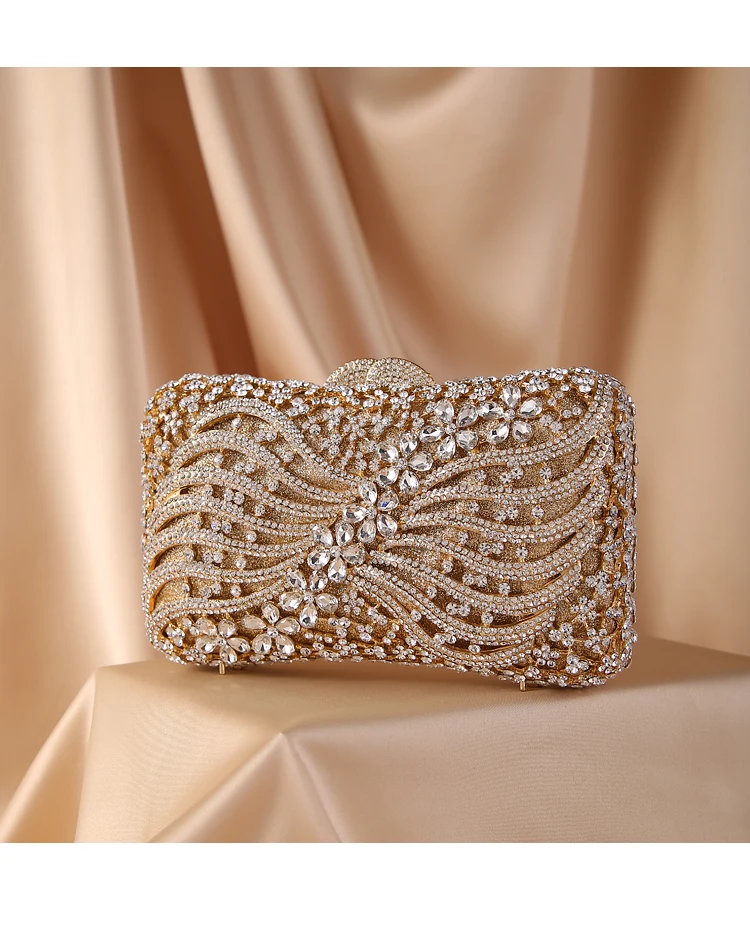 Bolso de mano de diamantes para mujer, Cartera mano con cadena, de color plateado, dorado, negro, con abalorios de diamantes, Para Boda y fiesta de noche - AliExpress