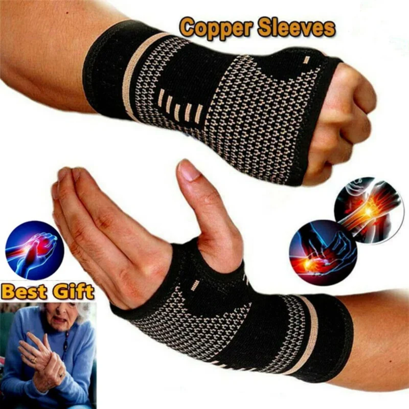 1Pcs Copper Professional Wristband Sports Safety Compression Wrist Guard Arthritis Brace Sleeve Support Elastic Palm Hand Glove | Спорт и