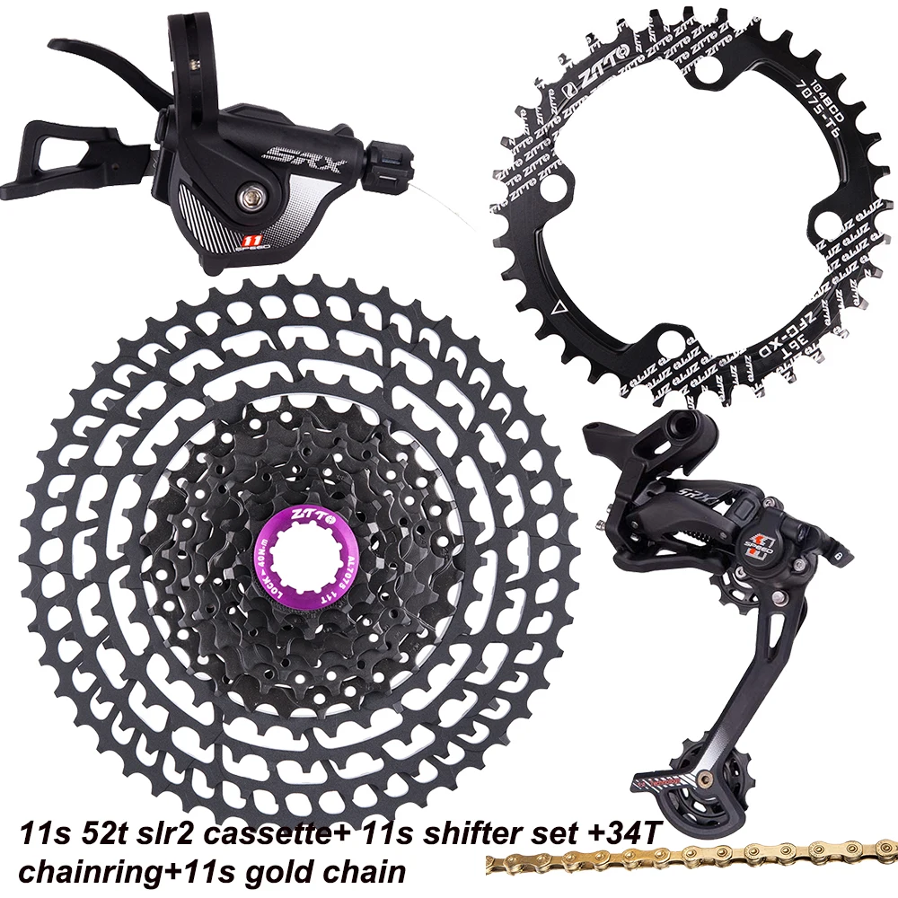 Велосипедный спорт 11 Скорость указано MTB 11s 11-50 T/52 T кассеты Shifte задний переключатель 11s золотая цепочка 32/34/36T передняя Звездочка для SRAM Shimano - Цвет: 34T-52T slr2 set