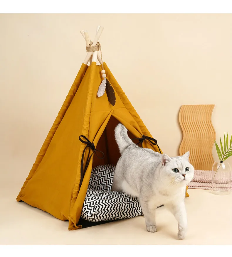 minimalist design cat bed tent that has unique native american's house design