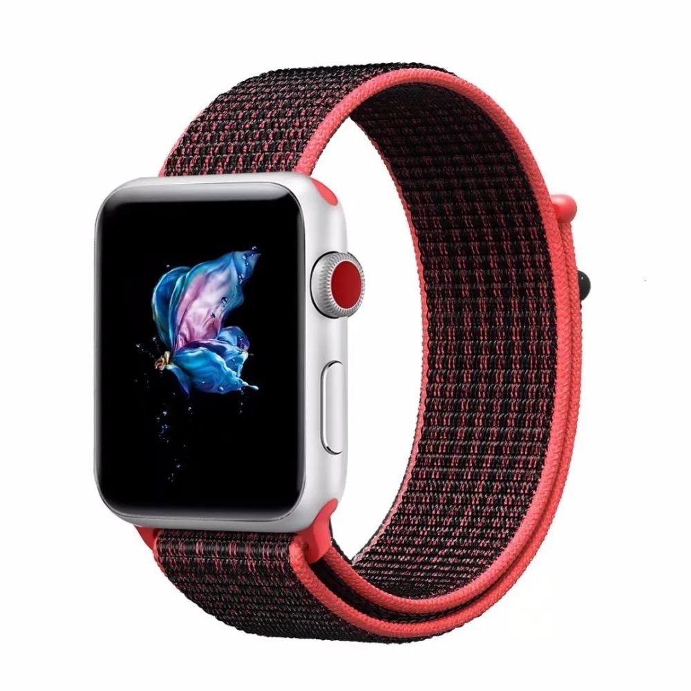 Нейлоновый спортивный сменный ремешок для Apple Watch серии 5 1 2 3 Легкий мягкий дышащий тканый ремешок iwatch 44 мм 40 мм 38 42 мм
