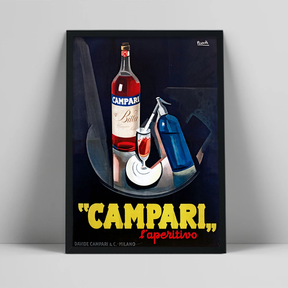 Campari L'Aperativo Poster Beverage Vintage Advertising, Retro Affiche Canvas Painting Art Print Campari Poster Home Decor