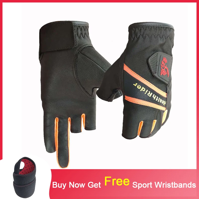 Прочные рыболовные перчатки из натуральной кожи Нескользящие дышащие с 3