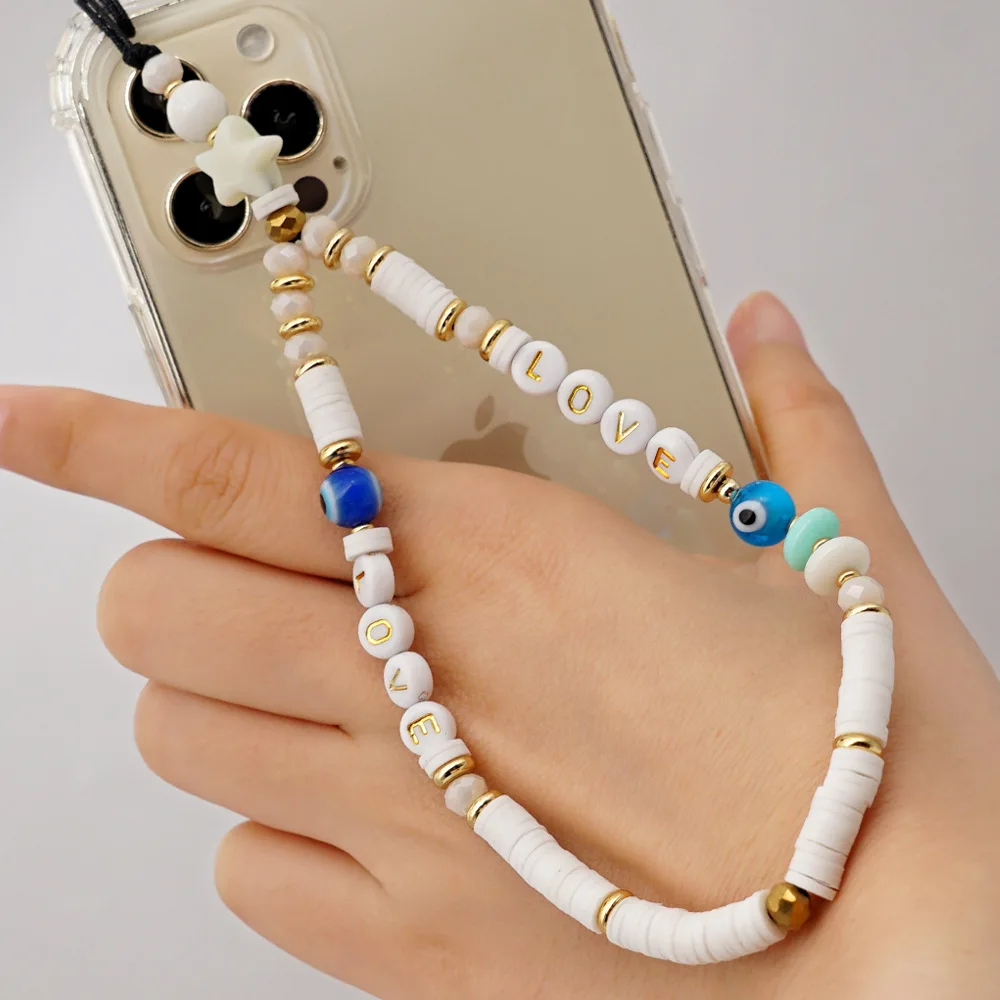 Colorful Smiling Beads Chain Phone Chain Lanyard Beads Mobile Phone Chain Anti-lost Handmade Acrylic Cord Lanyard for Women Gift 20 Had8367acfe734d2b8cfc519051cbff25X