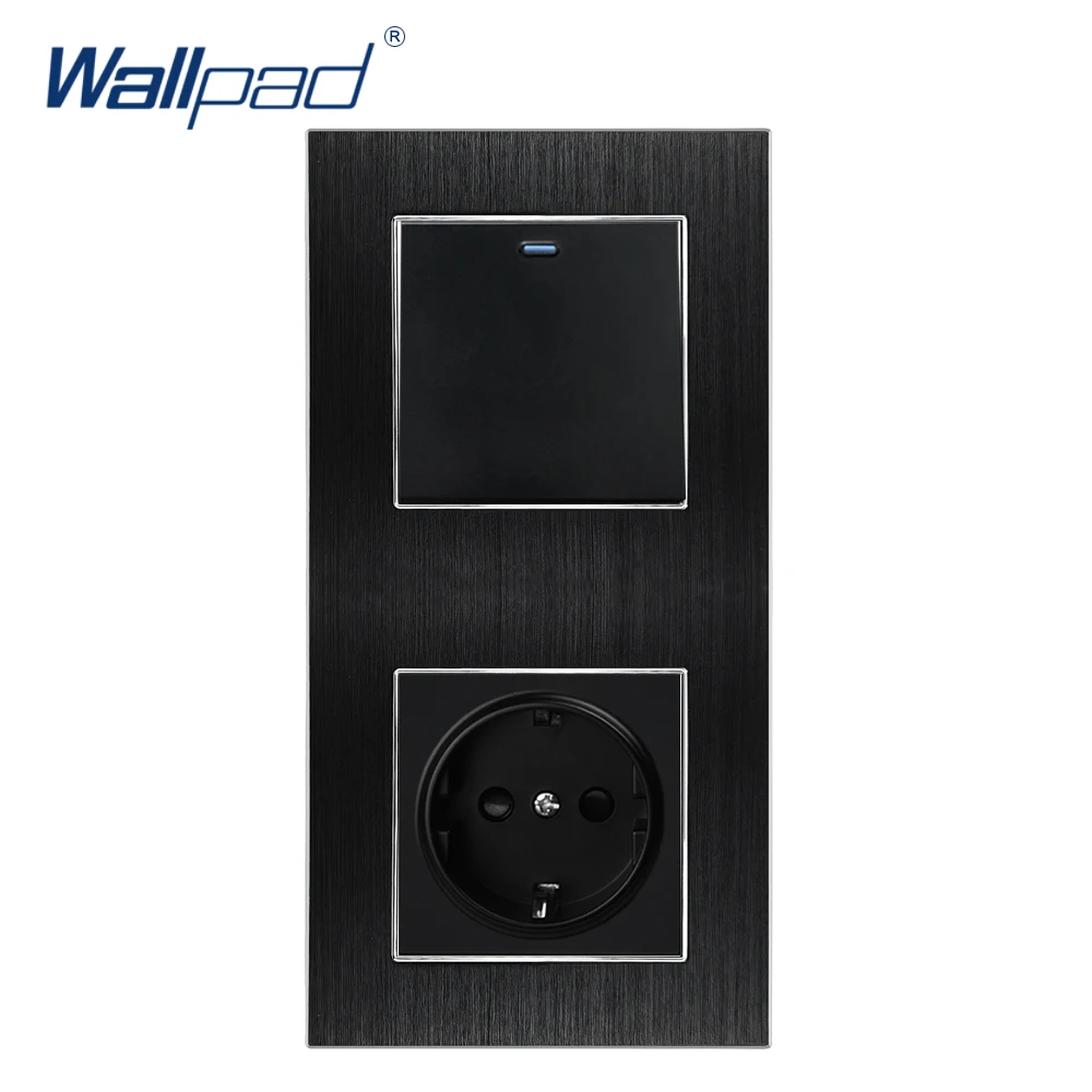1 Gang 2 Way EU Socket German Standard Wallpad Luxury Wall Outlet Satin Metal Panel 86*172mm Power | Обустройство дома