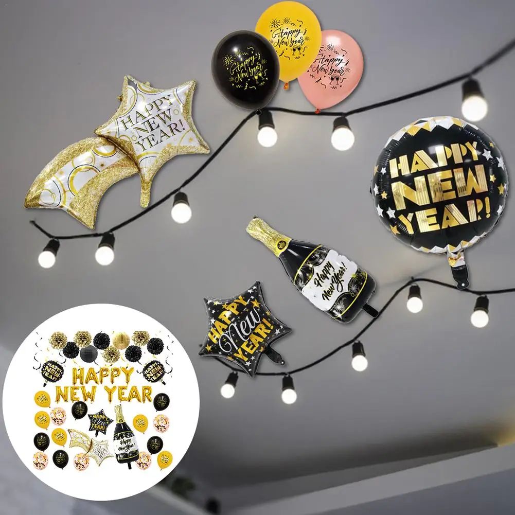 Новинка! новогодний шар, посылка, новогодний шар шампанского, вечерние украшения, черный, золотой, бумажный цветочный шар