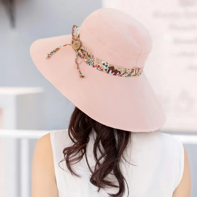 

Fashion Women Folding Hat Beach Caps Sun UV Protection Outdoor Summer Beach Bowknot Hats