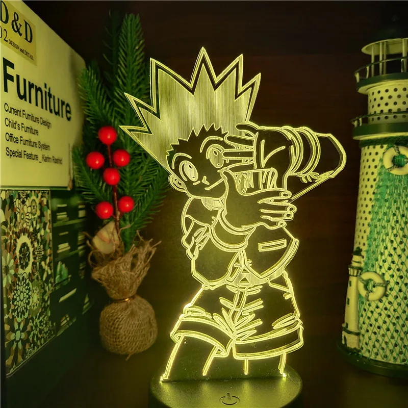 Аниме Hunter X 3D Lamp экшн фигурка Gon Freecss Killua Zoldyck Kurapika Hisoka Figma Спальня Декор HXH