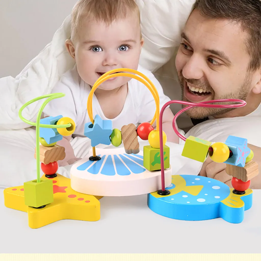 

Early Learning Toy Colorful Wooden Mini Around Beads Educational Toy Wood Shape Color Sorter for Kids Activity Cube Toy