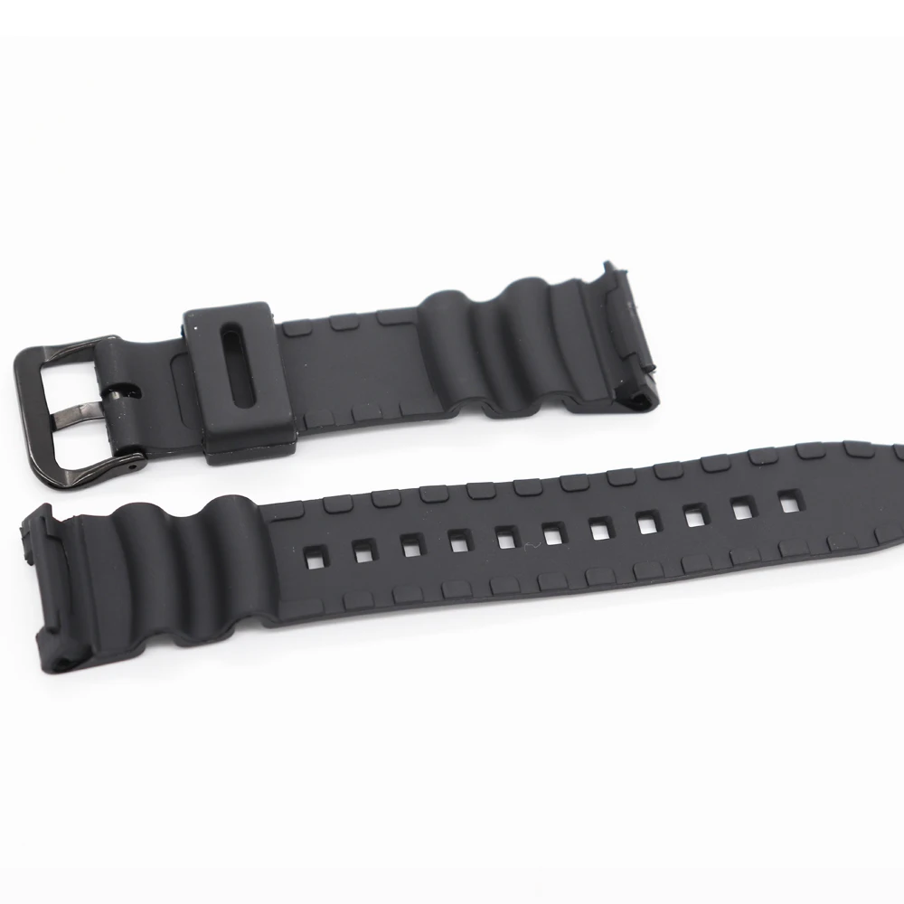 Black Sport Silicone Waterproof Watch Strap with Stainless Steel Buckle