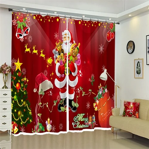 3D Curtain Санта-Клаус дарит подарки 3D затемненные занавески для окна Гостиная дети спальня дело с подарками Кортина шторы Rideaux - Цвет: 3D Curtain