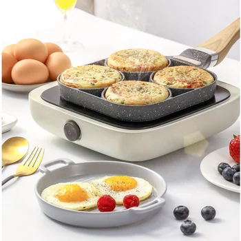 

Four-Hole Omelet Pan For Eggs Ham Pan Cake Maker Frying Pans No Oil-Smoke Breakfast Grill Pan Multifunction Nons Cooking Pot
