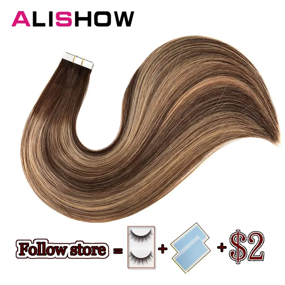 Alishow лента в Remy человеческие волосы для наращивания с двойным нарисованным