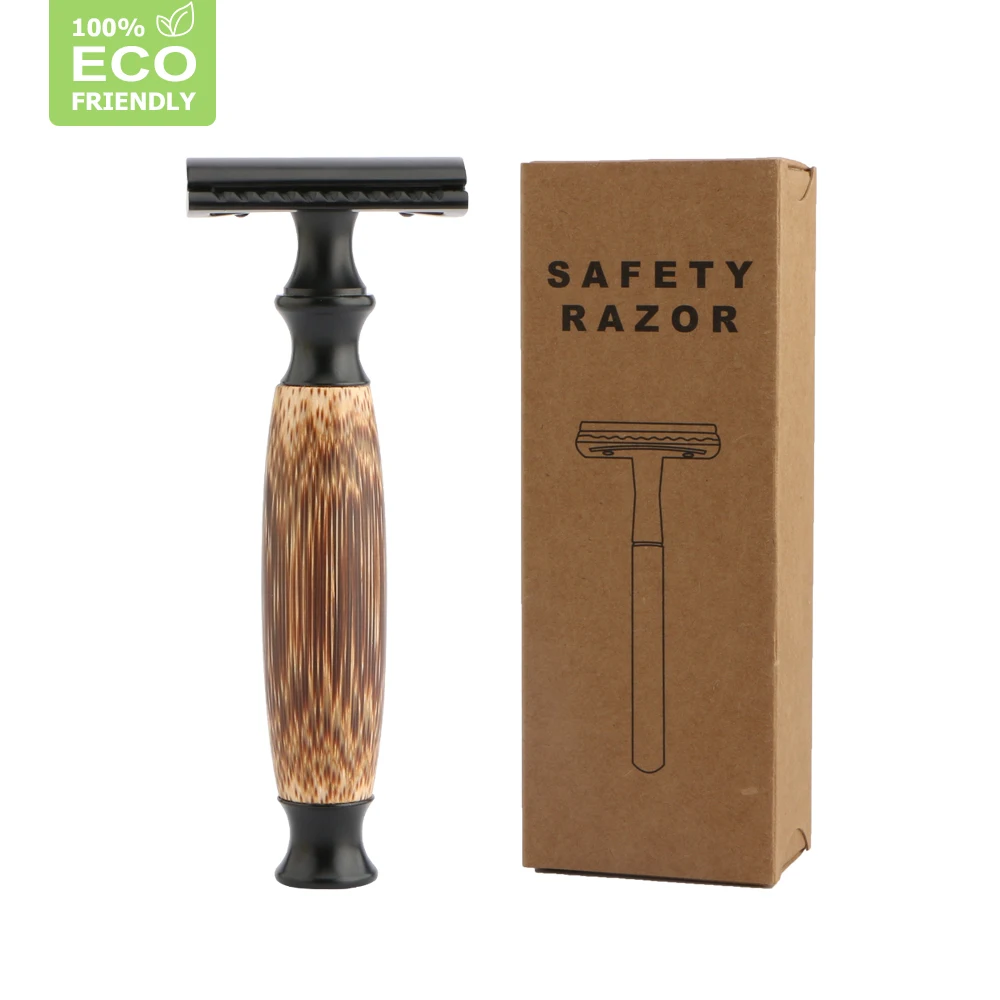 

HAWARD Eco-friendly Bamboo Handle Double Edge Safety Razor Zero Waste Shaving Razor 10 Shaving Blade For Female Hair Removal