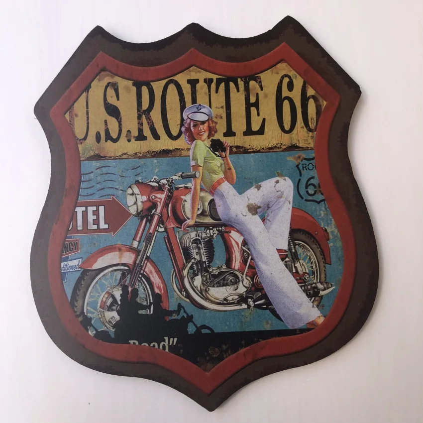 Ретро Проблемные украшения для бара европейский и американский Route 66 деревянная панель кафе ресторан клуб домашнее индивидуальное украшение стены
