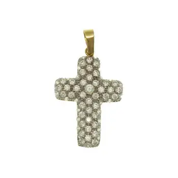 

Yellow gold cross with rennet white zirconia