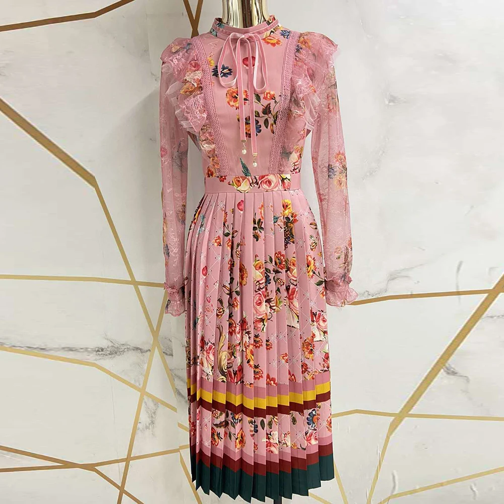 AELESEEN Designer Pleated Dress Runway Fashion