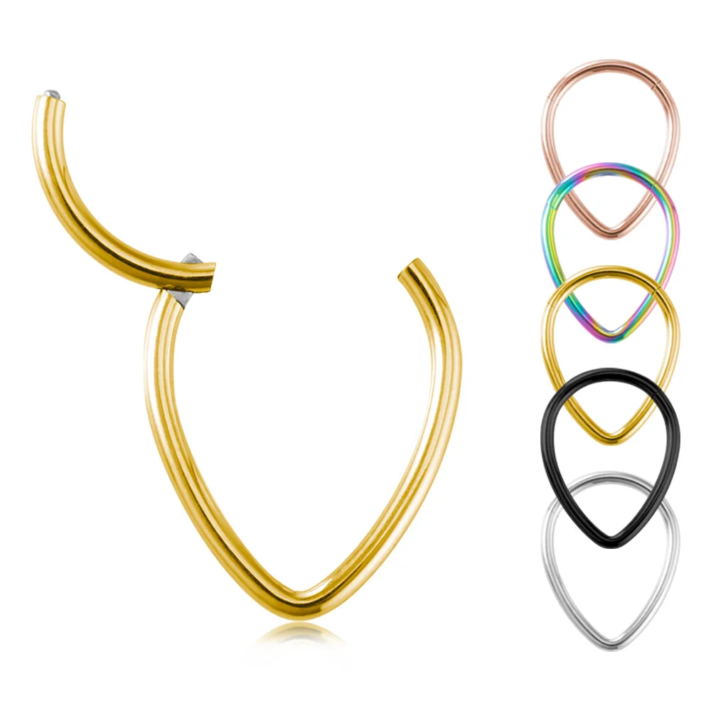 Nose Lip Ring Hoop Cartilage Tragus Sleeper Earrings 16G Stainless Steel Hinged Clicker Segment Septum Piercing Body Jewelry 1PC