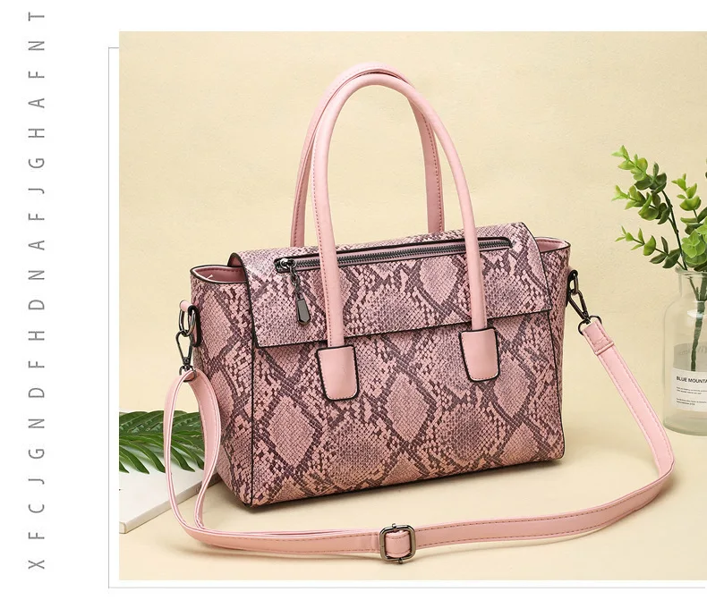 Ladies 2 pcs set Bucket Handbag 2019 Luxury Brand Women Tote Bag Snake Prints Handbags Female PU leather Crossbody Shoulder Bags (14)