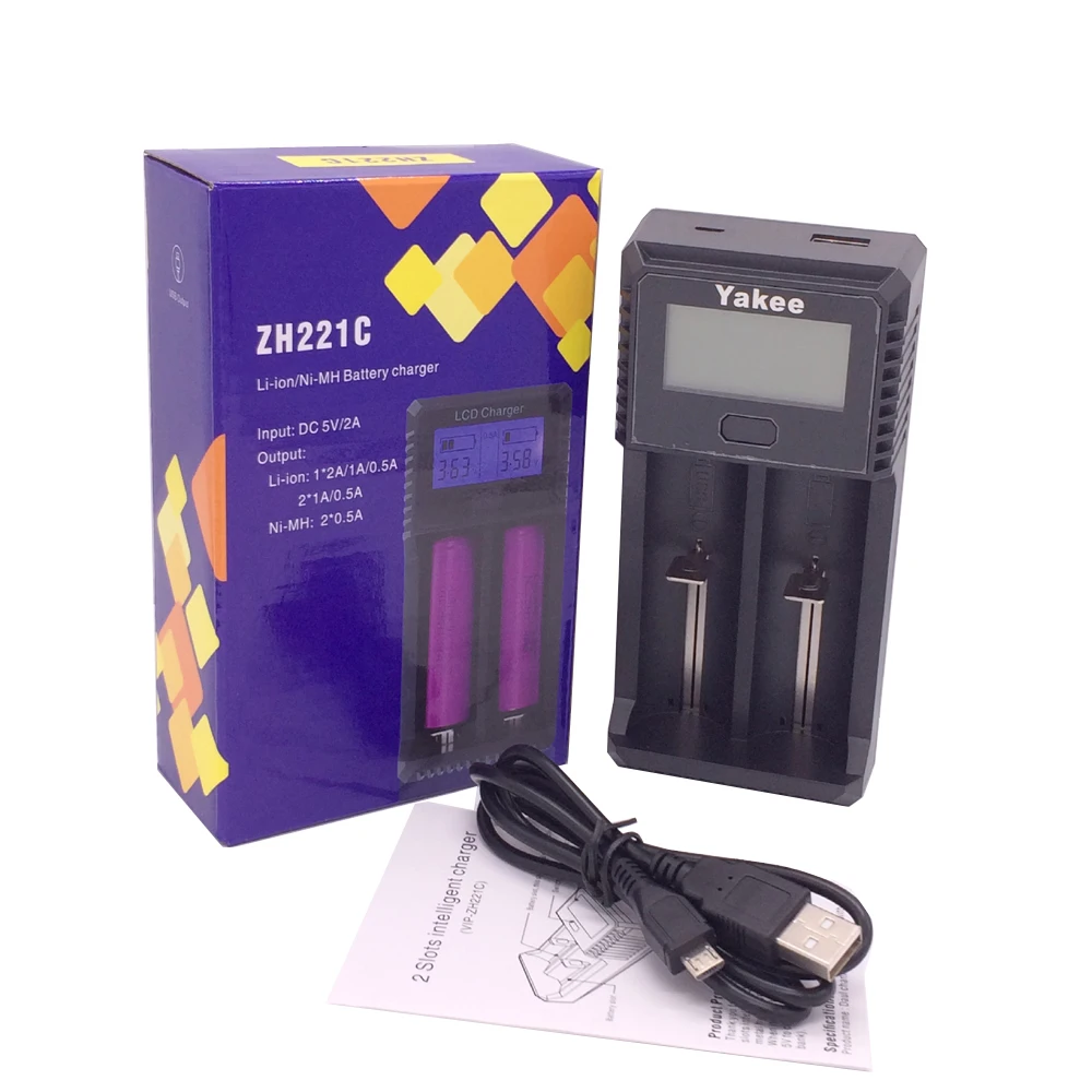 Yakee 2 слота ЖК дисплей USB зарядное устройство для аккумуляторов 3 7 в 1 48 Li Ion NiCd NiMh AAA