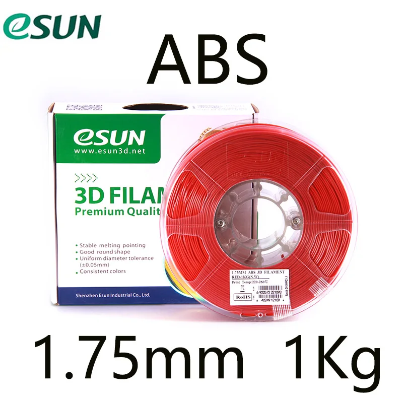 ESUN 3D ABS нити 1,75 мм пластик 1 кг принтер резьба экструдер белый черный красный зеленый синий оранжевый розовый 15 видов цветов